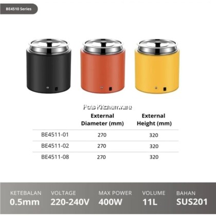 5 Stars Hotel Grade Stainless Steel Electric Soup Warmer 11L Periuk Pemanas Sup 商用不锈钢保温汤桶BE4510