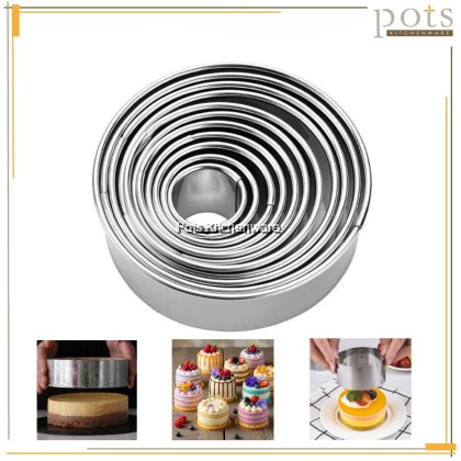 11pc-Set Stainless Steel Round Cookie Biscuit Cutters Circle Kek Acuan 迷你蛋糕模圈 S00-53NHL