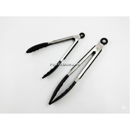7"/9"/12"/14" Black Handle Silicone Food Tongs/Pengepit Makanan/黑色色硅胶食物夹R00-PL1140