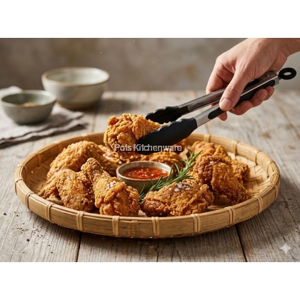 7"/9"/12"/14" Black Handle Silicone Food Tongs/Pengepit Makanan/黑色色硅胶食物夹R00-PL1140