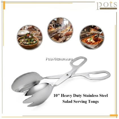 10" Heavy Duty Stainless Steel Salad Serving Tongs Penyepit Salad Tahan Lasak 耐用不锈钢沙拉食品夹S00-GD189719