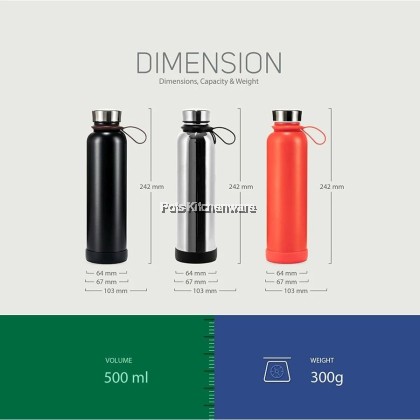 RELAX SUS304 Botol Termos Keluli Tahan Karat Stainless Steel Thermal Flask Morgen Keep Warm Keep Cold (500 ml)保温壶保温罐 - D2750M