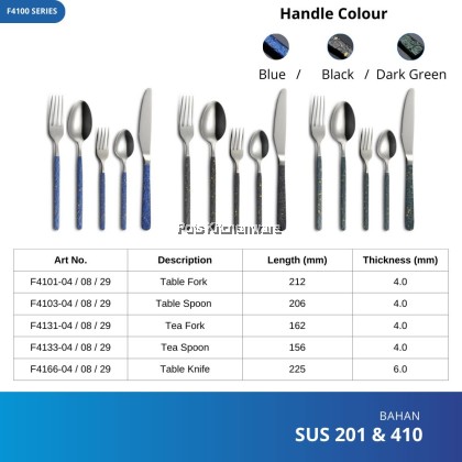 5 Stars Hotel GradeToffi Stainless Steel 3pc-Set Cutlery Series Sudu Garpo Set不锈钢餐具系列  (Blue, Black, Dark green)-F4100