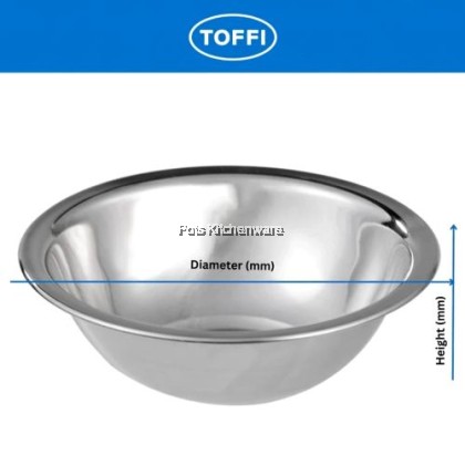 TOFFI Stainless Steel Mixing Bowl for Salad Mangkuk Adunan Besi Keluli Tahan Karat (12/14/16/18/20/22cm)不锈钢沙拉盆-K6900M