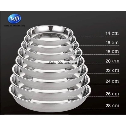 2pcs Toffi Classic Stainless Steel Rice Plate Dish Plate Besi Pinggan Nasi Makanan 不锈钢饭盘子 - K4700M 2pcs Toffi Classic Stainless Steel Rice Plate Dish Plate Besi Pinggan Nasi Makanan 不锈钢饭盘子 - K4700M