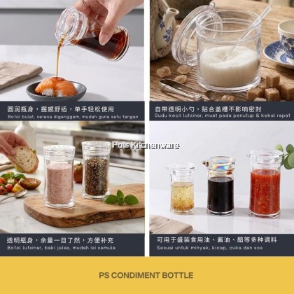 PS/PC Condiment Bottle Spices Pepper Spices Sauce Container Food Storage Transparent Bottle Botol Perencah Rempah 胡椒盐酱油罐-B3500