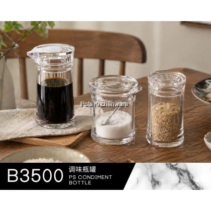 PS/PC Condiment Bottle Spices Pepper Spices Sauce Container Food Storage Transparent Bottle Botol Perencah Rempah 胡椒盐酱油罐-B3500