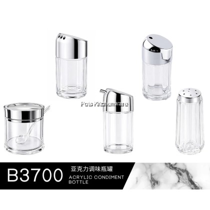 Acrylic Condiment Bottle Spices Pepper Spices Sauce Container Food Transparent Bottle Botol Perencah Rempah 胡椒盐酱油罐-B3700