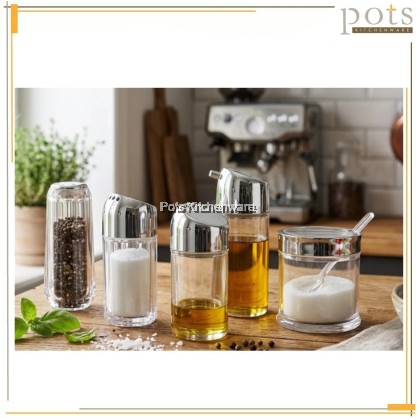 Acrylic Condiment Bottle Spices Pepper Spices Sauce Container Food Transparent Bottle Botol Perencah Rempah 胡椒盐酱油罐-B3700