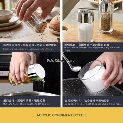 Acrylic Condiment Bottle Spices Pepper Spices Sauce Container Food Transparent Bottle Botol Perencah Rempah 胡椒盐酱油罐-B3700