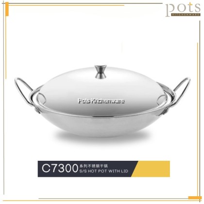 Stainless Steel Hot Pot With Lid Cover Multipurpose Steamboat Soup Pot Periuk HotPotKeluli Tahan Karat 不锈钢涮涮锅