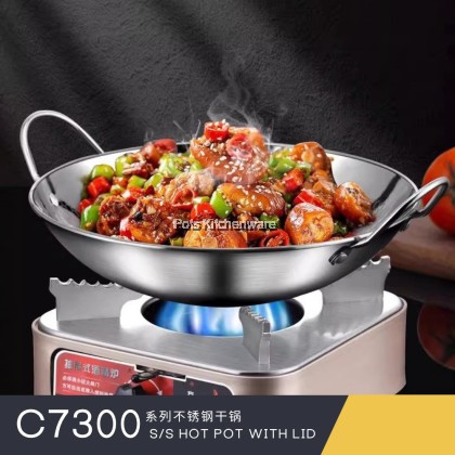 Stainless Steel Hot Pot With Lid Cover Multipurpose Steamboat Soup Pot Periuk HotPotKeluli Tahan Karat 不锈钢涮涮锅