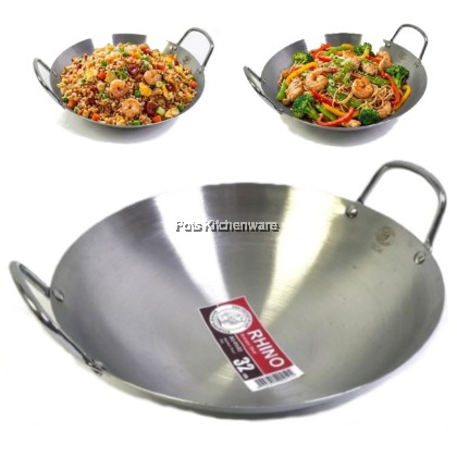 Rhino Premium Stainless Steel Wok Kuali Periuk Masakan Panas Tebal-AS0330不锈钢炒锅-AS0330M