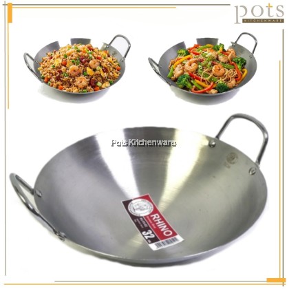 Rhino Premium Stainless Steel Wok Kuali Periuk Masakan Panas Tebal-AS0330不锈钢炒锅-AS0330M
