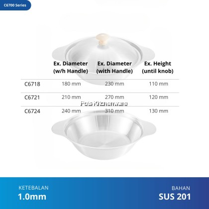 Toffi Stainless Steel Induction Pot with Lid 18cm/21cm/24cm Hot Pot Soup Cooking Pot Periuk Steamboat Shabu Shabu火锅锅