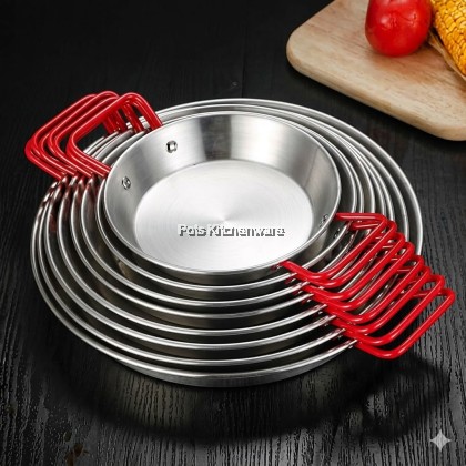 Stainless Steel Paella Pan/ Seafood Hot Pot / Kuali Memasak Seafood 20/24/28/32cm西班牙海鲜饭锅S00-C0920M