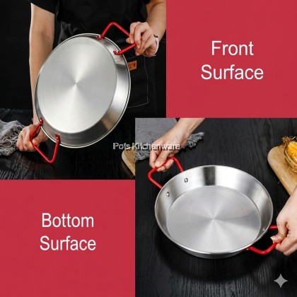 Stainless Steel Paella Pan/ Seafood Hot Pot / Kuali Memasak Seafood 20/24/28/32cm西班牙海鲜饭锅S00-C0920M