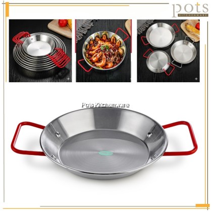 Stainless Steel Paella Pan/ Seafood Hot Pot / Kuali Memasak Seafood 20/24/28/32cm西班牙海鲜饭锅S00-C0920M