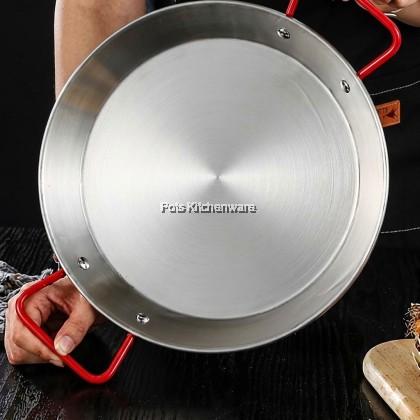 Stainless Steel Paella Pan/ Seafood Hot Pot / Kuali Memasak Seafood 20/24/28/32cm西班牙海鲜饭锅S00-C0920M