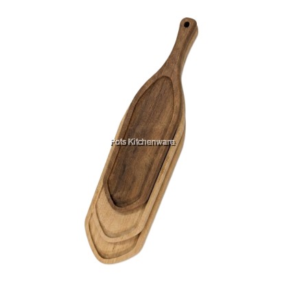 Sapele Natural Wood Rectangular/Paddle Wooden Tray With handle Dulang kayu semula jadi 实木带把手长方形托盘-W00-B902000M