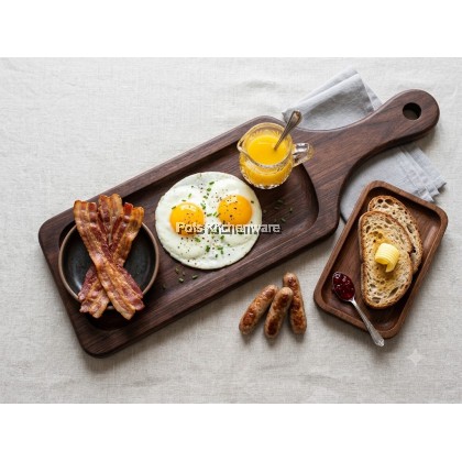 Wood Rectangular Serving Plate Tray Dulang Bulat Kayu Semula Jadi 实木圆形托盘-W00-B902030M