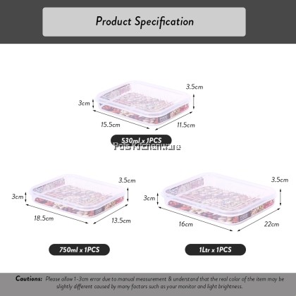 Elianware BPA Free Transparent Fridge Freezer Food Containers Bekas Makanan食品容器-PEL-1490M