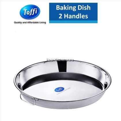 TOFFI Stainless Steel Round Baking Dish Tray Loyang Cetek Bulat不锈钢圆形钢烤盘-STF-K0500M
