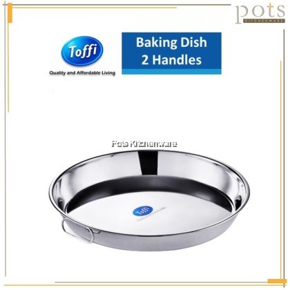TOFFI Stainless Steel Round Baking Dish Tray Loyang Cetek Bulat不锈钢圆形钢烤盘-STF-K0500M