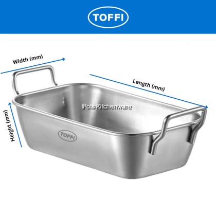 TOFFI Stainless Steel Kadai Sauce, Curry Rectangle & Square Bekas Kadai Kari不锈钢小方锅  -B6400M