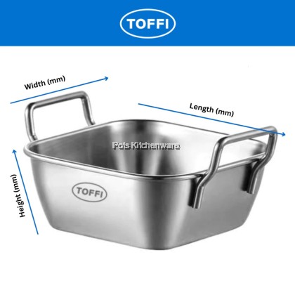 TOFFI Stainless Steel Kadai Sauce, Curry Rectangle & Square Bekas Kadai Kari不锈钢小方锅  -B6400M