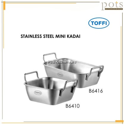 TOFFI Stainless Steel Kadai Sauce, Curry Rectangle & Square Bekas Kadai Kari不锈钢小方锅  -B6400M