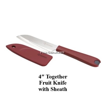 100% Original Zebra Red Handle Ceramic/Stainless Steel Fruit Knife with Sheath Pisau Buah水果刀-SZB-Z990670M