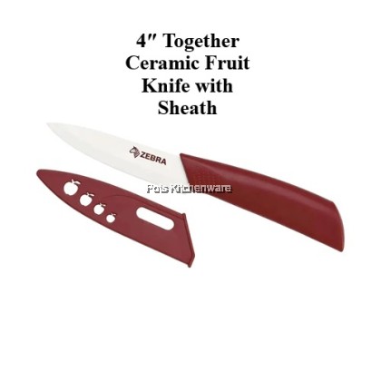 100% Original Zebra Red Handle Ceramic/Stainless Steel Fruit Knife with Sheath Pisau Buah水果刀-SZB-Z990670M