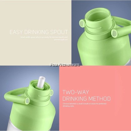 RELAX 1000ml Tritan BPA Free With Straw Drinking Colorful Water Bottle Botol Air 水壶 - PRL-D8010M