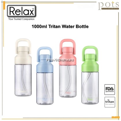 RELAX 1000ml Tritan BPA Free With Straw Drinking Colorful Water Bottle Botol Air 水壶 - PRL-D8010M