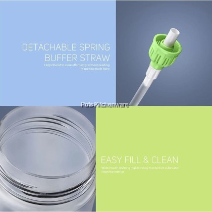 RELAX 1000ml Tritan BPA Free With Straw Drinking Colorful Water Bottle Botol Air 水壶 - PRL-D8010M