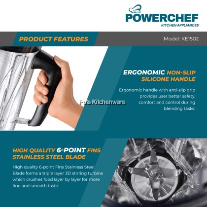POWERCHEF 1500w Commercial Blender Mesin Pengisar Komersial 商用冰沙机J00-KE1502 POWERCHEF 1500w Commercial Blender Mesin Pengisar Komersial 商用冰沙机J00-KE1502