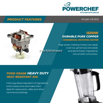 POWERCHEF 1500w Commercial Blender Mesin Pengisar Komersial 商用冰沙机J00-KE1502 POWERCHEF 1500w Commercial Blender Mesin Pengisar Komersial 商用冰沙机J00-KE1502
