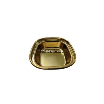 SUS304 Stainless Steel Premium Grade Gold Compartment Sauce Plate Saucer Sos Piring Kecil Pinggan 不锈钢油碟酱油辣椒碟子 - S00-B901000-16