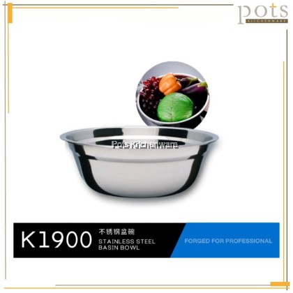 TOFFI Stainless Steel Basin Mixing Salad Bowl Mangkuk Adunan Keluli Tahan Karat不锈钢沙拉碗  (14/16/18/20/22/24/26/28cm)-K1900