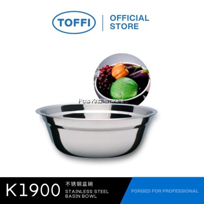 TOFFI Stainless Steel Basin Mixing Salad Bowl Mangkuk Adunan Keluli Tahan Karat不锈钢沙拉碗  (14/16/18/20/22/24/26/28cm)-K1900