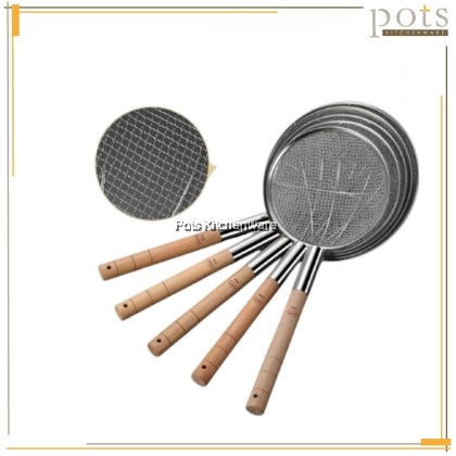 TOFFI Stainless Steel Coarse Mesh Strainer With Wooden Handle Penapis Keluli Tahan Karat 不锈钢粗网木柄漏勺-K1300