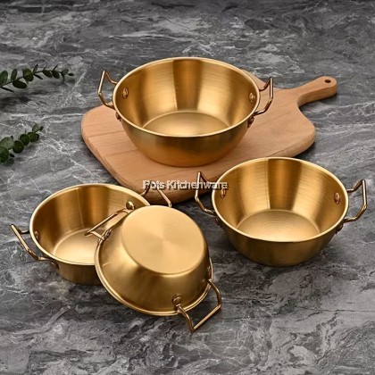 Korean Style Stainless Steel Gold Snack Bowl Double Handle | Mangkuk Emas Hidangan Dessert Buah | 韩式不锈钢金色小吃双耳碗 Korean Style Stainless Steel Gold Snack Bowl Double Handle | Mangkuk Emas Hidangan Dessert Buah | 韩式不锈钢金色小吃双耳碗