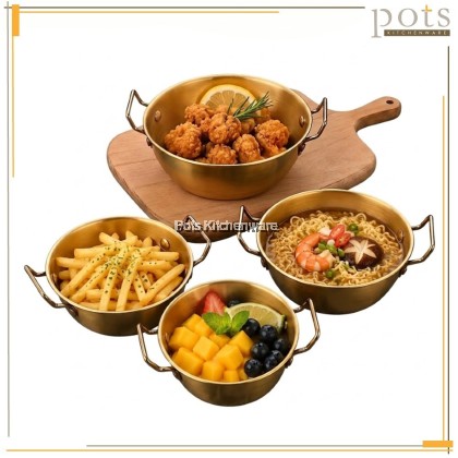 Korean Style Stainless Steel Gold Snack Bowl Double Handle | Mangkuk Emas Hidangan Dessert Buah | 韩式不锈钢金色小吃双耳碗 Korean Style Stainless Steel Gold Snack Bowl Double Handle | Mangkuk Emas Hidangan Dessert Buah | 韩式不锈钢金色小吃双耳碗