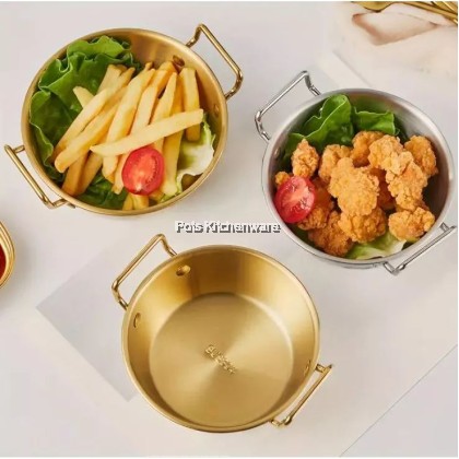 Korean Style Stainless Steel Gold Snack Bowl Double Handle | Mangkuk Emas Hidangan Dessert Buah | 韩式不锈钢金色小吃双耳碗 Korean Style Stainless Steel Gold Snack Bowl Double Handle | Mangkuk Emas Hidangan Dessert Buah | 韩式不锈钢金色小吃双耳碗