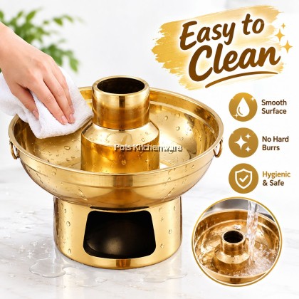 Stainless Steel Gold Hot Pot Dessert Milk Tea Hot Pot Periuk Panas Keluli Tahan Karat untuk Dessert 甜品奶茶火锅-S00-B901100