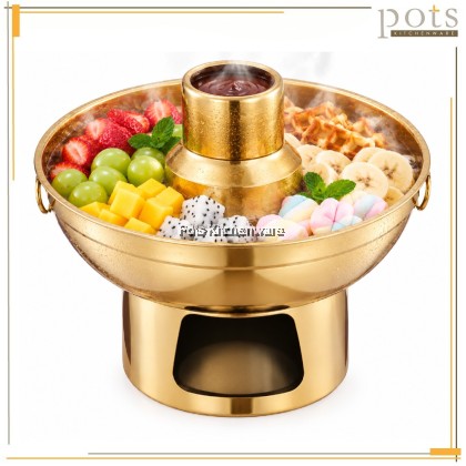 Stainless Steel Gold Hot Pot Dessert Milk Tea Hot Pot Periuk Panas Keluli Tahan Karat untuk Dessert 甜品奶茶火锅-S00-B901100