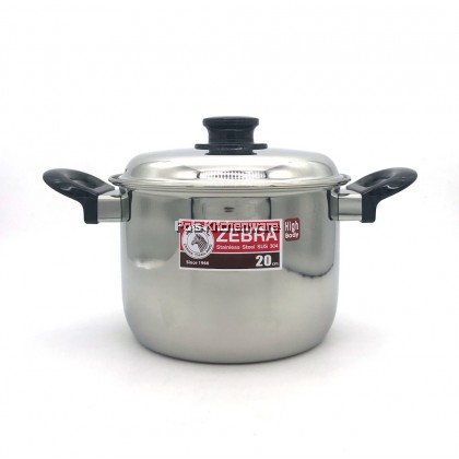 100% Original Zebra Thailand 泰国斑马牌 Stainless Steel 304 High Sauce Pot Periuk Sup Double Ear Soup Pot 不锈钢汤锅 - 160392A