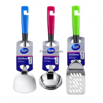 Toffi Stainless Steel Lightweight Heat Resistant Kitchen Utensil Ladle Slotted Turner Senduk Sudip Spatula 不锈钢汤勺铲子锅铲 - K1700