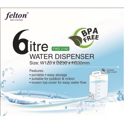 Felton 6 Liter Portable Water Dispenser Small Drink Dispenser Bekas Air Minuman Tabung Air - FWD2160 Felton 6 Liter Portable Water Dispenser Small Drink Dispenser Bekas Air Minuman Tabung Air - FWD2160